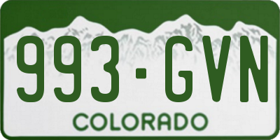 CO license plate 993GVN