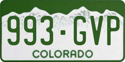 CO license plate 993GVP