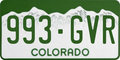 CO license plate 993GVR