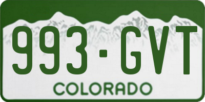 CO license plate 993GVT