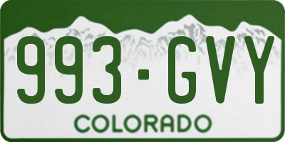CO license plate 993GVY