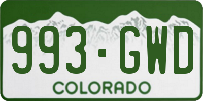CO license plate 993GWD