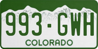 CO license plate 993GWH