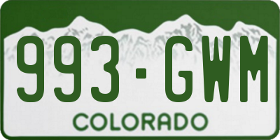 CO license plate 993GWM