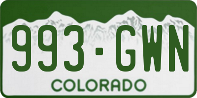 CO license plate 993GWN