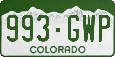 CO license plate 993GWP