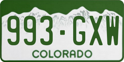 CO license plate 993GXW
