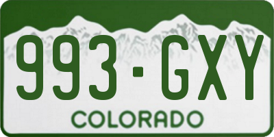 CO license plate 993GXY