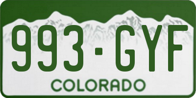 CO license plate 993GYF
