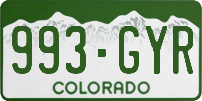 CO license plate 993GYR