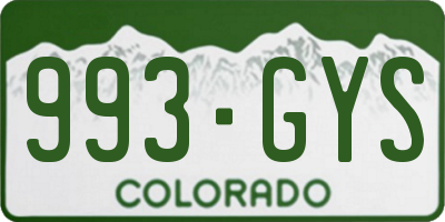 CO license plate 993GYS