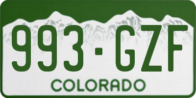 CO license plate 993GZF