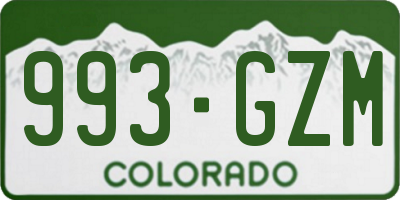 CO license plate 993GZM