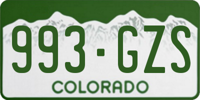 CO license plate 993GZS