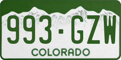 CO license plate 993GZW