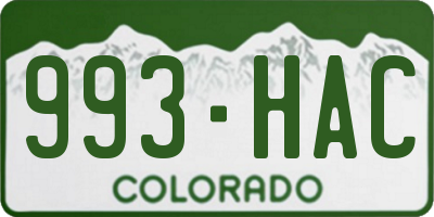 CO license plate 993HAC