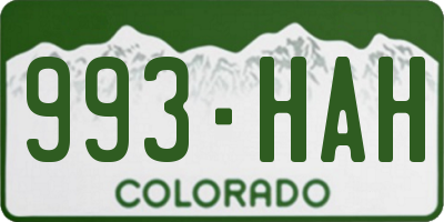 CO license plate 993HAH