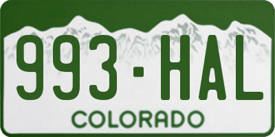 CO license plate 993HAL