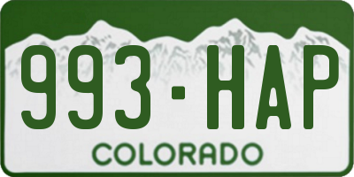 CO license plate 993HAP