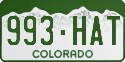 CO license plate 993HAT
