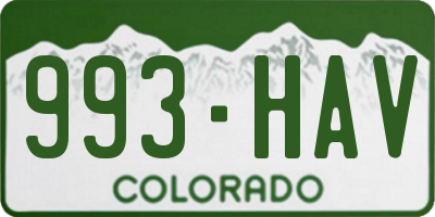 CO license plate 993HAV