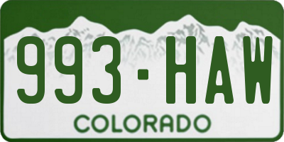 CO license plate 993HAW