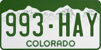 CO license plate 993HAY