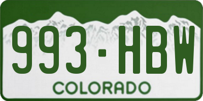CO license plate 993HBW