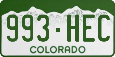 CO license plate 993HEC