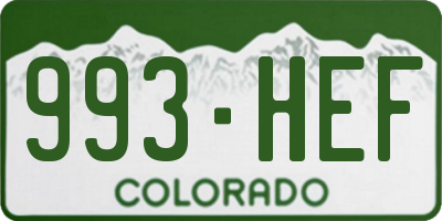 CO license plate 993HEF