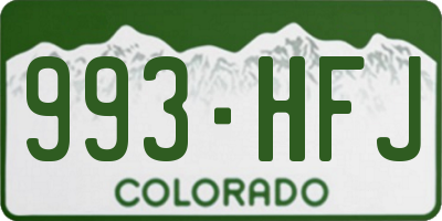 CO license plate 993HFJ