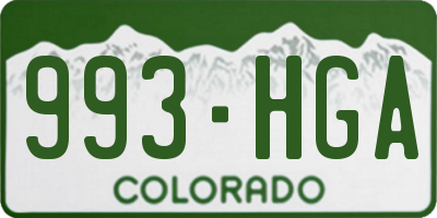 CO license plate 993HGA