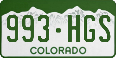CO license plate 993HGS