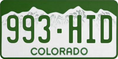 CO license plate 993HID