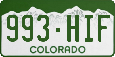 CO license plate 993HIF