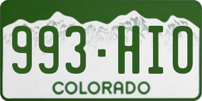 CO license plate 993HIO