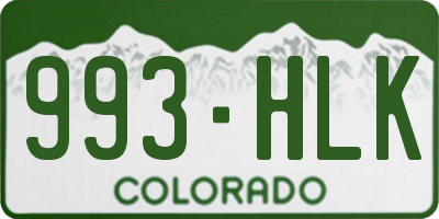 CO license plate 993HLK