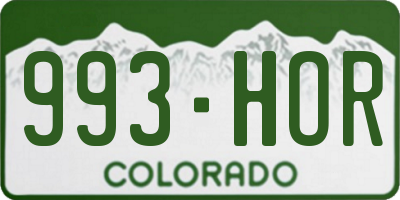 CO license plate 993HOR