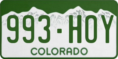 CO license plate 993HOY