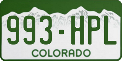 CO license plate 993HPL