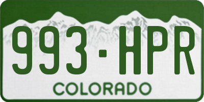CO license plate 993HPR