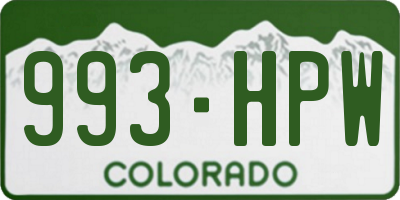 CO license plate 993HPW