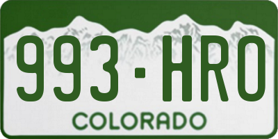 CO license plate 993HRO