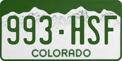 CO license plate 993HSF