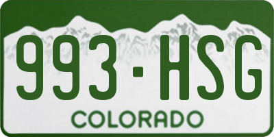 CO license plate 993HSG