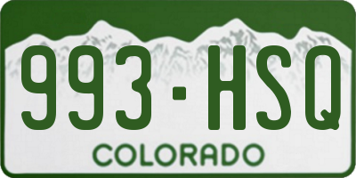 CO license plate 993HSQ