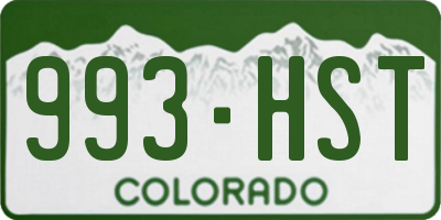 CO license plate 993HST