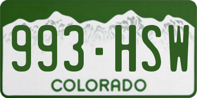 CO license plate 993HSW