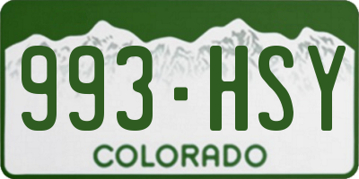 CO license plate 993HSY
