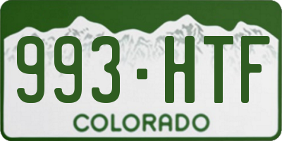 CO license plate 993HTF